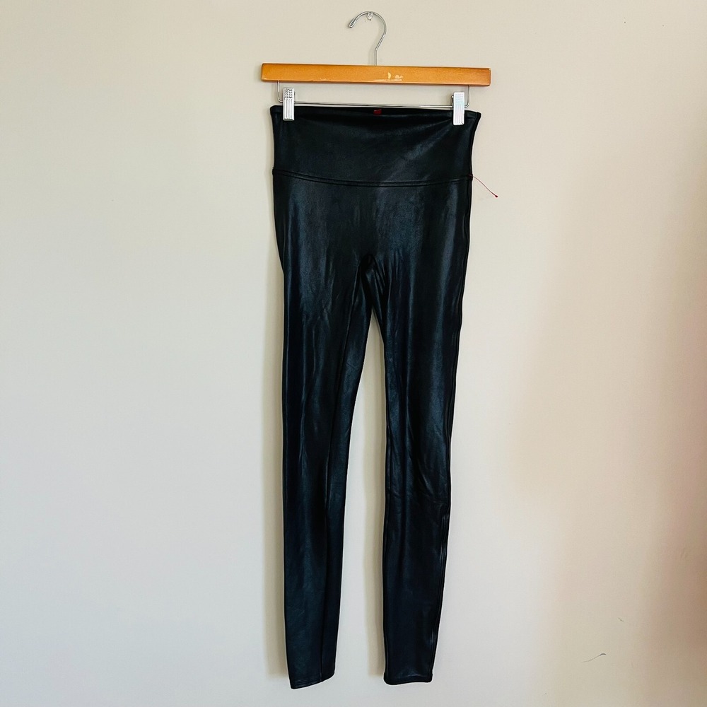 SPANX Women's Leggings Black Shimmer Print Pant Full Length Size Medium